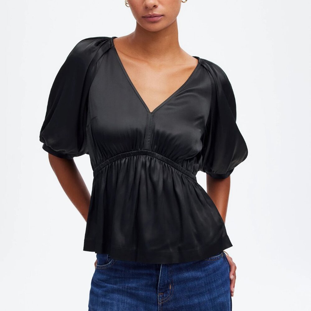 [NWT] Madewell Black Satin Top